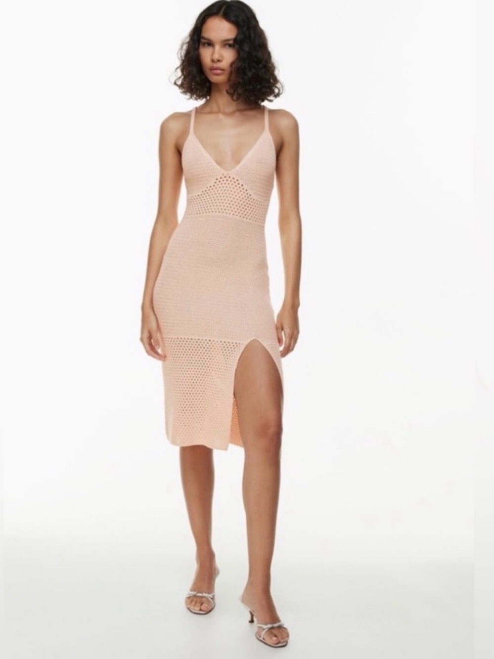 Aritzia Wilfred Evie Crochet in Coral Blush Midi Dress Size XSmall